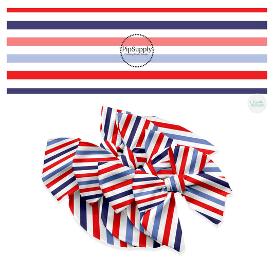 Red, White, and Blue Stripes Hair Bow Strips